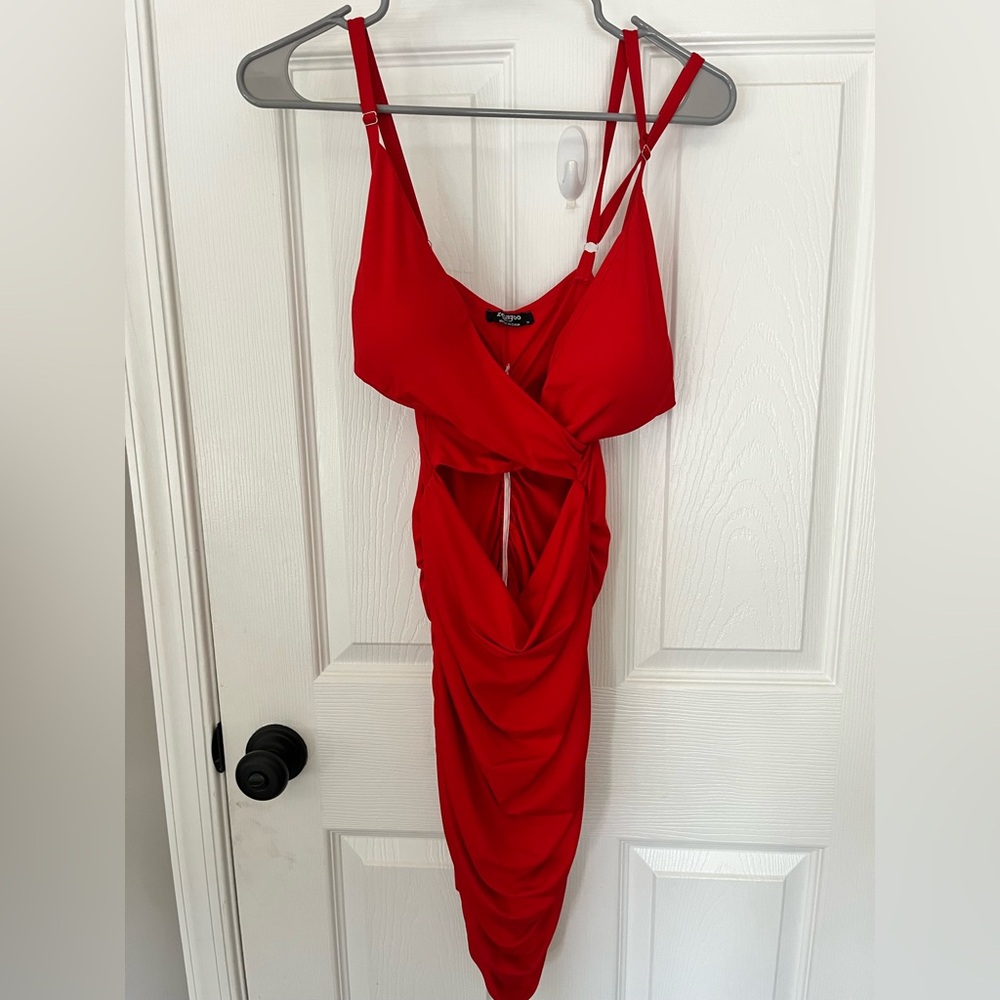 Zeagoo Red Cutout Mini Bodycon Dress – Size M